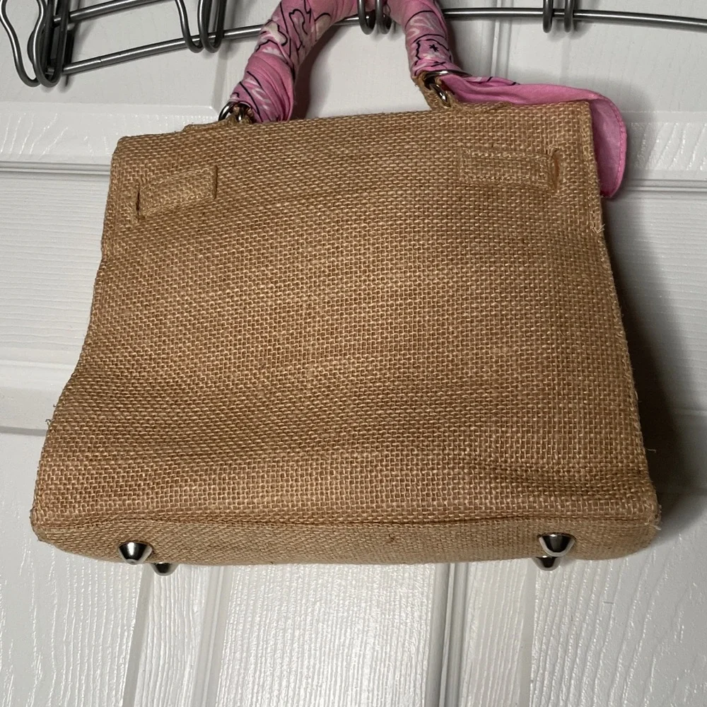 Luna Sarah by Mamour St Barth Burlap Handbag With Shoulder Strap Resortwear